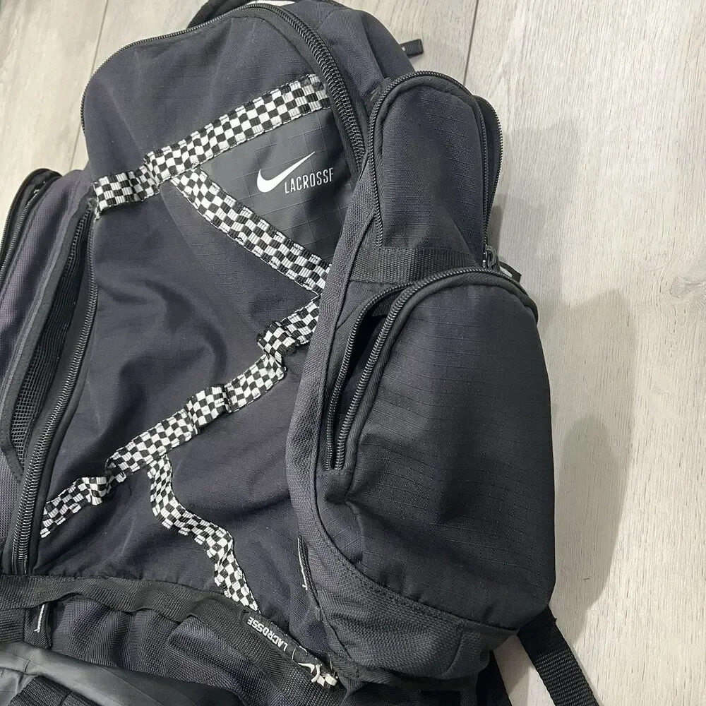 Nike Face-Off Lacrosse XL Equipment Backpack Black Nylon, Pockets, Insulated